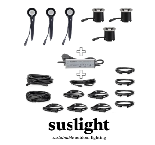 ﻿Suslight 24 volt tuinverlichting Premium set 3 set