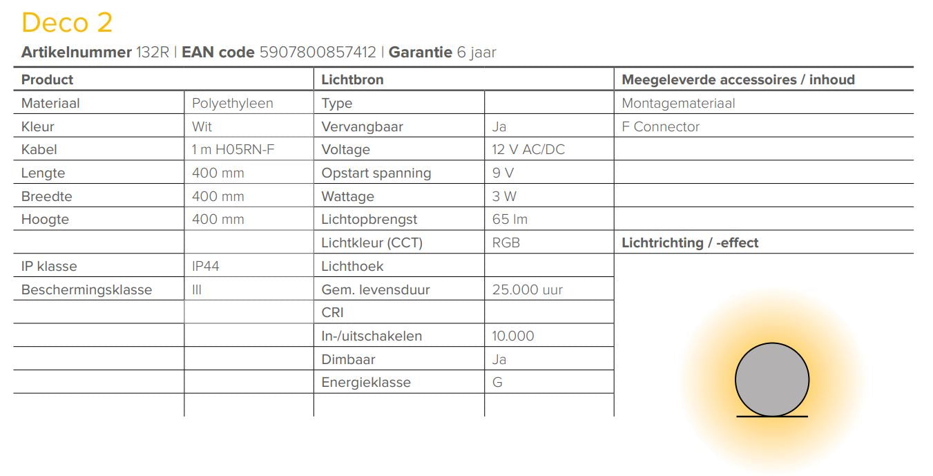 Lightpro 12 volt tuinverlichting Deco 2 Sfeerverlichting specificaties